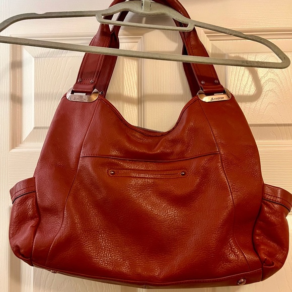 B. makowsky Rust Red Leather Satchel Purse - Picture 6 of 8